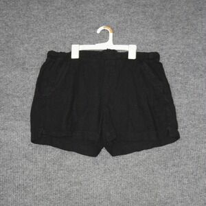 BRIGGS Womens Size L Black Linen Blend Elastic Waist Pull On Summer Shorts